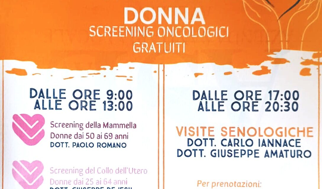 GIORNATA DI PREVENZIONE A MONTELLA, SCREENING ONCOLOGICI E VISITE SENOLOGICHE