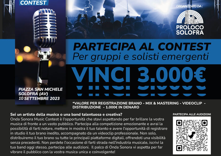 🎵🎶 Al via le audizioni per la terza edizione di Onda Sonora Music Contest 2023🎵🎶Alla ricerca di nuovi talenti musicali🎤