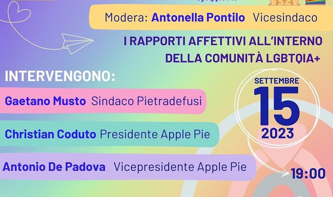 Apple Pie, a Pietradefusi il nuovo evento dell’associazione LGBT+